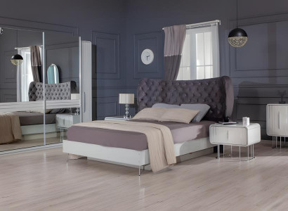 Komplette Schlafzimmermöbel Bett Nachttische Kleiderschrank 6tlg Weiß