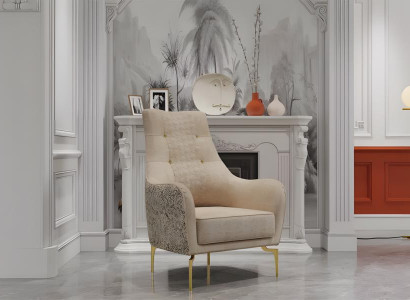 Sessel Einsitzer Stoffsessel Stoff Beige Luxus Polstersofa Ohrensessel
