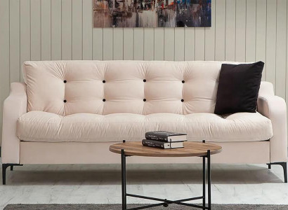 Dreisitzer Sofa 3 Sitzer Polstersofa Stoffsofa Couch Beige Wohnzimmer