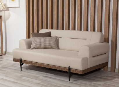 Wohnzimmer Couch Zweisitzer Sofa 2 Sitzer Polstersofa Stoffsofa Beige