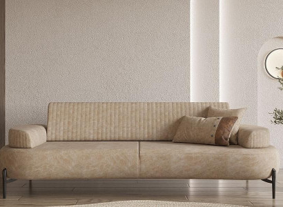 Designe Dreisitzer Sofa 3 Sitzer Polstersofa Stoffsofa Couch Beige