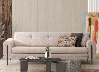 Luxus Stoffsofa Dreisitzer Sofa 3 Sitzer Polstersofa Couch Beige
