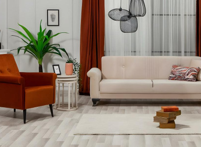 Garnitur Sofa Dreisitzer Sessel Beige Stoffsofas Polster 2tlg Couch