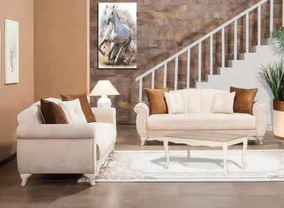 Garnitur Sofa Zweisitzer Sofa 2 Sitzer Stoffsofas Beige Couch 2tlg Set