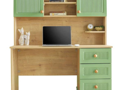 Holztisch Modern Schreibtisch Regale Computertisch Holz Grün Kinderzimmer Neu