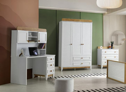 Schreibtisch Kleiderschrank und Kommode Set Kinderzimmer Schlafzimmer