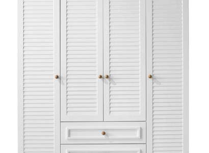 Großer 4-türiger Kleiderschrank fürs Kinderzimmer mit viel Stauraum und Stil.