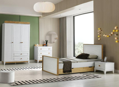 Garnitur Kinderbett Kindermöbel Kinderzimmer Bett Holz Set Schlafzimmer 4tlg