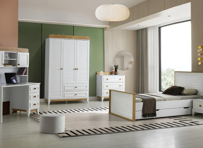 Garnitur Kinderzimmer Komplete Bett Kindermöbel Holz Weiß Set Schlafzimmer 5tlg