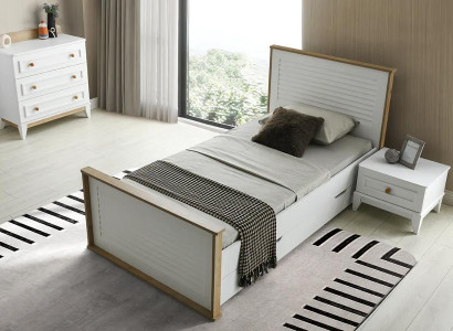 Garnitur Set Bett Nachttisch Kommode Schlafzimmer Jugendzimmer 3tlg. Möbel Neu