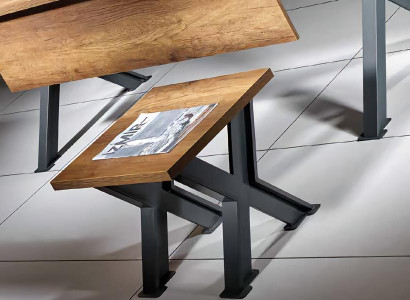 Couchtisch Quadratisch Holztisch X-Tischbeine MetallBeine Arbeitszimmer