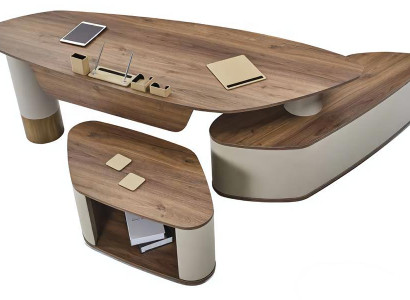 Original Schreibtisch Couchtisch Holztische Beige Büromöbel Arbeitszimmer