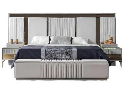 Schlafzimmermöbel Bett Modern 2x Nachttische Holzgestell Design Möbel Hochwertig
