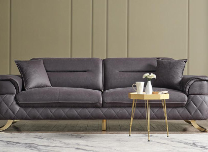 Luxus 3 Sitzer Grau Couch Polster Sofa Textil Couchen Garnitur Zweisitzer Modern