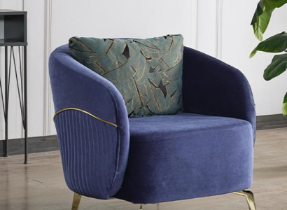 Sessel Design Couch Sofa Relax Hochwertig Textil Polster Sitzer Luxus Blau