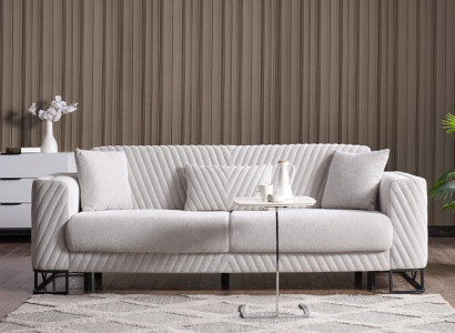Design Wohnzimmer Luxus Sofa 3 Sitzer Sofa Weiß Textil Hochwertig Möbel