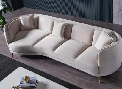 Design Wohnzimmer Luxus Sofa 4 Sitzer Sofa Weiß Textil Hochwertig Möbel