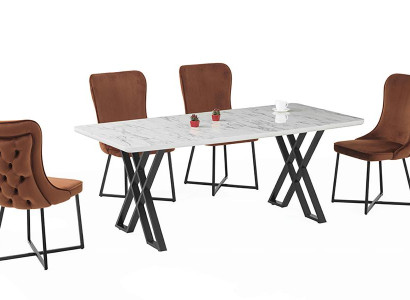 Esszimmer Set Weiß Garnitur Tisch 4x Stühle Design Modern Hochwertig Möbel