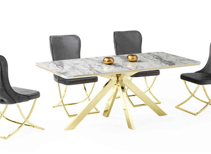 Hochwertig  Esszimmer Set Grau Garnitur Tisch 4x Stühle Design Modern Möbel