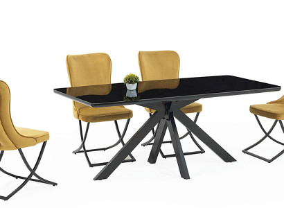 Esszimmer Set Hochwertig Garnitur Tisch 4x Stühle Design Modern Möbel Schwarz