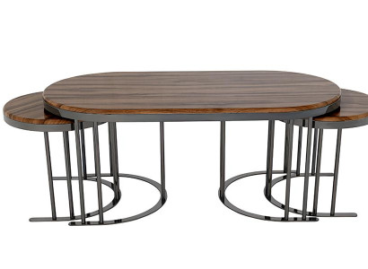 Kaffeetisch 3x Couchtisch Beistelltisch Design Braun Tische Wohnzimmertisch