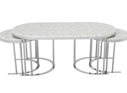 Set 3x Couchtisch Weiß Kaffeetisch Beistelltisch Designer Wohnzimmertisch Tische