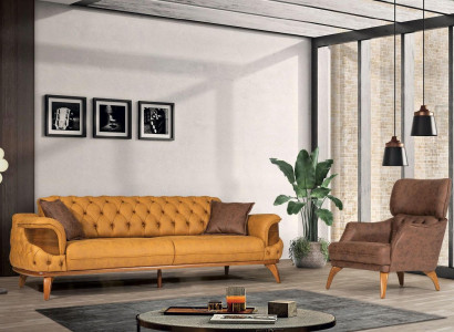 Stilvolle Chesterfield Garnitur Designer Dreisitzer Luxus Sessel