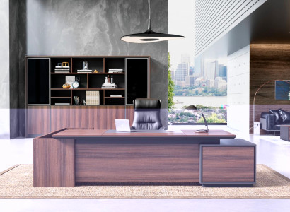 Edler Chef Schreibtisch Designer Ecktisch Robuste Arbeitszimmer Möbel