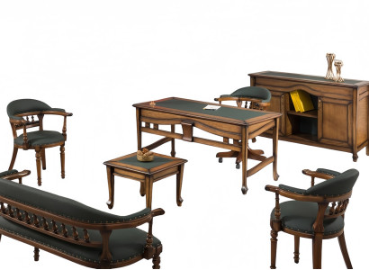 Arbeitszimmer Set 6tlg Sessel Sofa Couchtisch Schreibtisch Armstuhl Relaxsessel