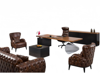 Set Arbeitszimmer Sessel Sofa Couchtisch Schreibtisch Armstuhl Relaxsessel 6tlg