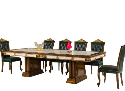 Konferenztisch Besprechungstisch Tisch Meeting Tische 6x Sessel Klassisch 7tlg