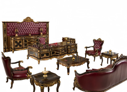 Sofa Büro Arbeit Zimmer Sessel Tisch Komplett Möbel Königliches Set  8tlg.