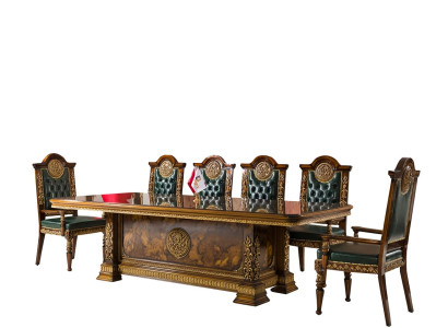 Konferenztisch Besprechungstisch Tisch Meeting Tisch Klassisch mit 6 Sessel