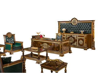 Büroeinrichtung Komplett Schreibtisch Sofas Stauraum Arbeitszimmer Braun 8tlg