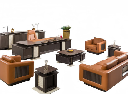 Büroeinrichtung Komplett Schreibtisch Chefzimmer Arbeitszimmer 7tlg. Set