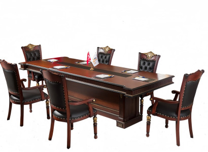 Konferenztisch Büro Tisch Meeting 6x Stühle Besprechungstisch 6 Sessel 7 tlg