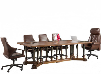 Besprechungstisch Meeting Tisch Luxus Tische Esstisch 4 Sessel 5tlg. Set