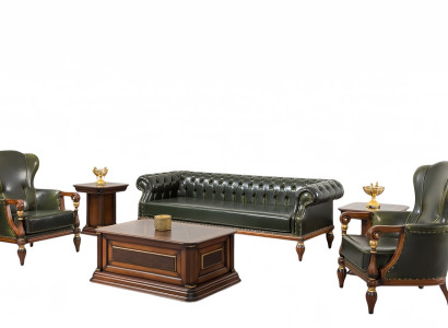 Chesterfield Sofa Couch Garnitur 3+1+1 Büroeinrichtung Tisch Couchtisch 6tlg.