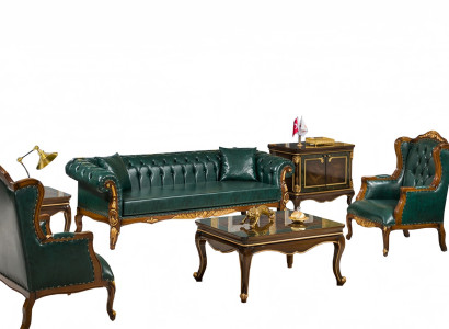 Sofa Sessel Couchtisch Beistelltisch Art déco Arbeitszimmer Exquisit Luxus 6tlg