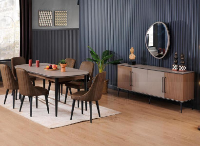 Esstisch 6x Stühle Esszimmerset Speisegruppe Essmöbel-Set Stuhl Wohnzimmertisch