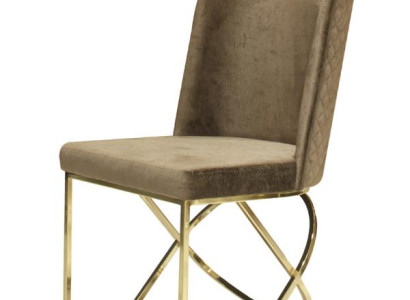 Designer Esszimmerstuhl Küchenstuhl Polsterstuhl Gold Edelstahl Luxus