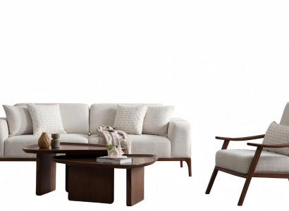 Sessel Sofa 3 Sitzer Couchtisch Set Weiß Modern Sofa Sofagarnitur Polster