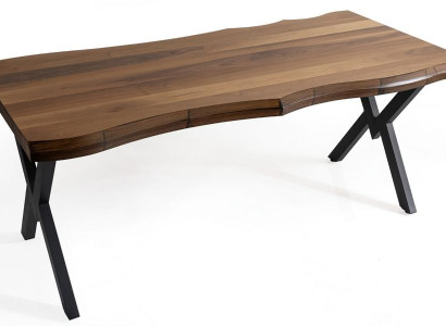 Esstisch Holztisch Mit Baumkante Küchentisch Speisetisch Metallbeine