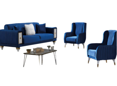 Wohnzimmer Set Dreisatzsofa 3-Sitzer Sofa Polster Möbel 2x Sessel Couch 3tlg