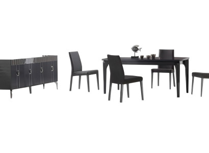 Esszimmer Set Esstisch 4x Stühle Sideboard 6tlg Moderne Möbel Grau Designmöbel
