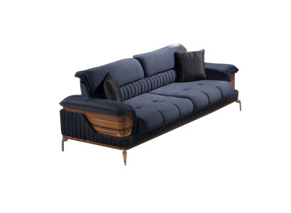 Dreisatzsofa Wohnzimmer 3-Sitzer Sofa Polster Möbel Stoff Blau Modern Couch