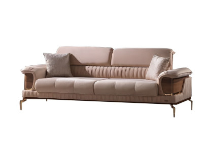 Dreisatzsofa Wohnzimmer 3-Sitzer Sofa Polster Möbel Stoff Beige Modern Couch