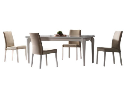 Esszimmer Set Esstisch 4x Stuhle Tisch Essgruppen Beige Edelstahl 5tlg Möbel