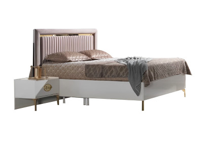 Schlafzimmer Set Bett + 2x Nachttische Bettset modernes Beige Möbel Set 3tlg.