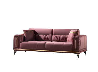 Dreisatzsofa Wohnzimmer 3-Sitzer Sofa Polster Möbel Stoff Rosa Modern Couch